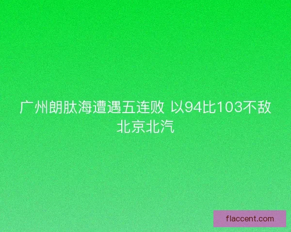 广州朗肽海遭遇五连败 以94比103不敌北京北汽 广州朗肽海遭遇五连败 以94比103不敌北京北汽