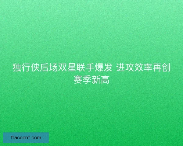 独行侠后场双星联手爆发 进攻效率再创赛季新高 独行侠后场双星联手爆发 进攻效率再创赛季新高